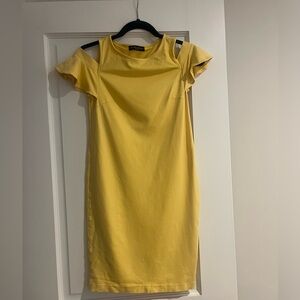 Pietro Brunelli women's yellow off the shoulder dress